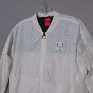 Nike Fall Court Jacket Women Medium White Tennis Core Full Zip Perforated‎ Thin